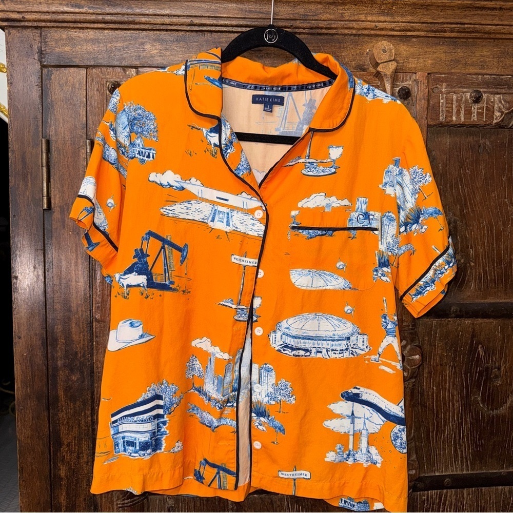 Katie Kime Texas Toile Pajama Top – Size S (Top Only) - Picture 3 of 5
